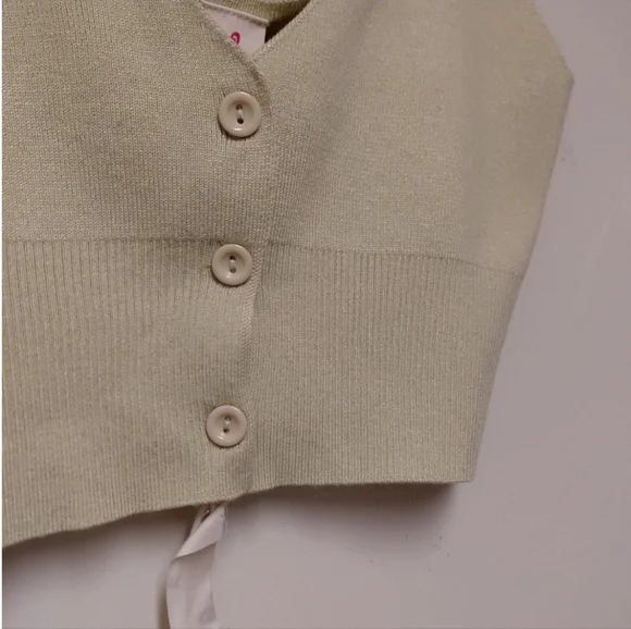 Boho Butter Yellow Ribbed Knit Cropped Tank Top Size S - Picture 3 of 8